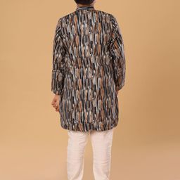 The Mini Trunk Boys Geometric Printed Band Collar Kurta With Trousers image 3