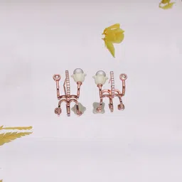 Brado Jewellery Rose Gold Plated Artificial Stones Studded Contemporary Shaped Studs image 2