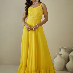 Inddus Embroidered Maxi Ethnic Dress-image-38