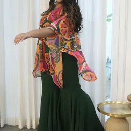 Swadeshi Shringaar Lemon Twist Georgette Sharara Set image 5