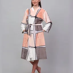 KLOTTHE Printed Bath Robe With Belt-18