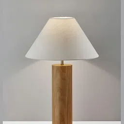 Artica Brown & White Textured Wood Frustum Table Lamp-25