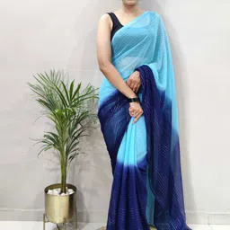 DIVASTRI Leheriya Pure Chiffon Ready to Wear Jamdani Saree-image-78