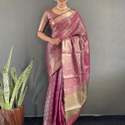 LeeliPeeri Designer Woven Design Zari Organza Kanjeevaram Saree-image-64