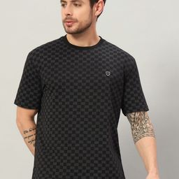 PROFY Men Geometric Printed Round Neck Cotton T-shirt-image-66