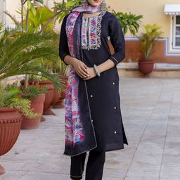 KALINI Women Ethnic Motifs Embroidered Regular Thread Work Kurta with Trousers & Dupatta-picture-51