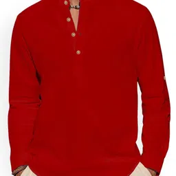 EdinWolf Band Collar Roll-Up Sleeves Pure Cotton Straight Short Kurta-picture-5