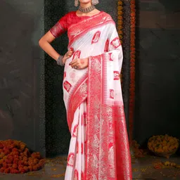Astita Woven Design Zari Saree With Blouse Piece-image-5