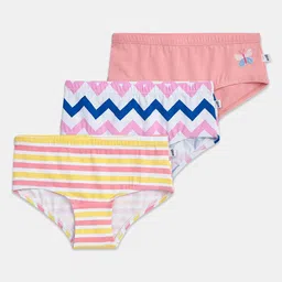 You Got Plan B Girls Pack Of 3 Printed Pure Cotton Mid Rise Basic Briefs-16