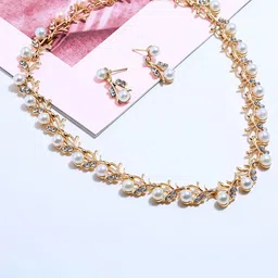 Peora Gold-Plated CZ Studded & Beaded Jewellery Set-42