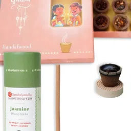 GaneshaSpeaks 3-Pcs Brown & Green Dhoop Cup With Dhoop Stick & IncenseStick-image-23