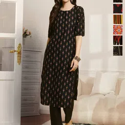 7Threads Selection Of 6Geometric Printed Round Neck Straight Kurta-image-71