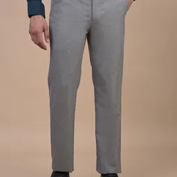 Cantabil Men Self Design Checked Regular Fit Formal Trouser-image-21