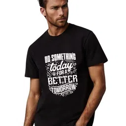 BLUEFICUS Typography Printed Round Neck Bio Finish Slim Fit T-shirt-image-89