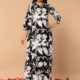 Advya Printed Pure Cotton Three Quarter Sleeve Tunic & Trouser Co-Ords-image-3