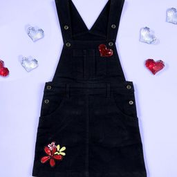 KiddoPanti Girls Floral Sequinned Sleeveless Denim Dungaree-image-21