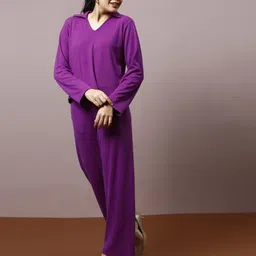 Athena Self Design Shirt Collar Long Sleeves T-Shirt With Trouser-image-32
