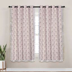 Myntra Elegant Homes White & Maroon Set of 2 Ethnic Motifs Window Curtain-19