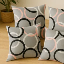 PRTREND Set of 5 Grey Abstract Printed Square Cushion Cover-picture-20