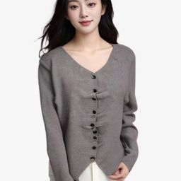 StyleCast Women V-Neck Long Sleeves Front-Open Sweaters-image-10