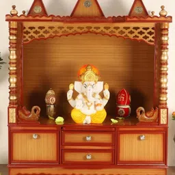 DZYN Furnitures Abhikya Kostha Brown Floor Rested Pooja Temple Without Door-36