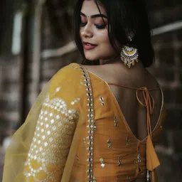 FABPIXEL Embroidered Sequinned Semi-Stitched Lehenga & Unstitched Blouse With Dupatta image 2