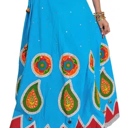 Exotic India Ghagra Skirt From Gujarat With Embroidered Applique & Sequins-picture-52