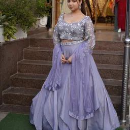 Olive Embroidered Ready to Wear Lehenga & Blouse With Dupatta-10