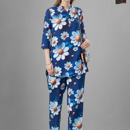 TITTLI Pack Of 2 Printed Mandarin Collar Relaxed Fit Tunic With Trousers Co-Ords-picture-11