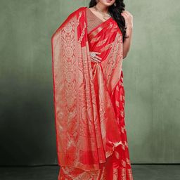 Durga Textile Ethnic Motifs Zari Organza Banarasi Saree-picture-7