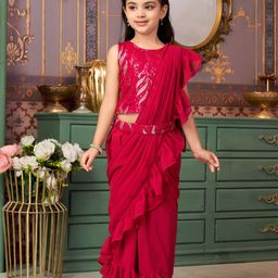 Aarika Girls Embroidered Ready to Wear Lehenga & Blouse With Dupatta-picture-11