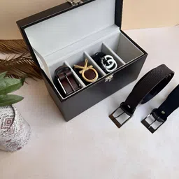 La Trove Brown Box With Four Slots And Closed Design Wardrobe Jewellery Organiser-20