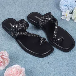Mochi Women Embellished Open Toe Flats-31