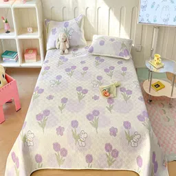 JC HOME Lavender-Colored Printed Pure Cotton Superking Bed Cover Set - 2.5 x 2.25 m-picture-37