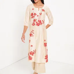 RANGMANCH BY PANTALOONS Floral Printed Notch Neck Straight Kurta-picture-38