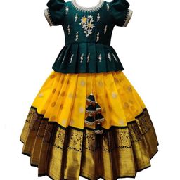Wommaniya Impex Girls Embroidered Thread Work Ready to Wear Lehenga &-54