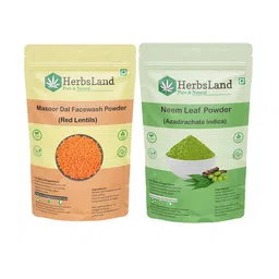 HerbsLand Set Of 2 Masoor Dal Facewash Powder (Red Lentils) & Neem Leaf Powder- 100 g Each-54