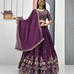 Aika Embroidered Thread Work Ready To Wear Lehenga & Unstitched Blouse With Dupatta-picture-2