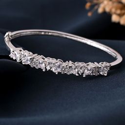 Silvermerc Designs Silver-Plated CZ Studded Bangle-Style Bracelet-image-46