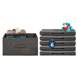 Kuber Industries Grey 6 Pieces Printed Non-Woven Wardrobe Storage Organisers With Handle-15