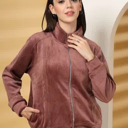 Juelle Women Mock Collar Front-Open Sweatshirt-picture-14