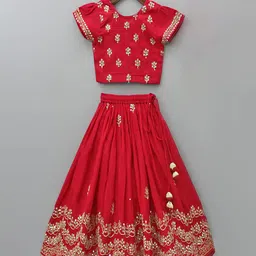 BAESD Girls Embroidered Sequinned Ready to Wear Lehenga &-image-93