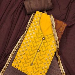 Blissta Floral Embroidered Thread Work Chanderi Cotton Unstitched Dress Material-image-39
