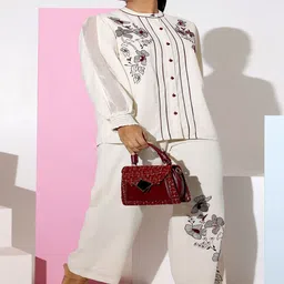 STIL O STITCH Embroidered Mandarin Collar Shirt With Trousers-picture-31