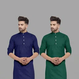 VS MALL Men Green Kurtas-image-96