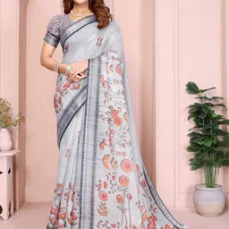 JYA Floral Linen Blend Saree-image-79
