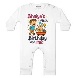 arvesa Bhaiya First Birthday With Me Printed Baby Rompers-picture-7