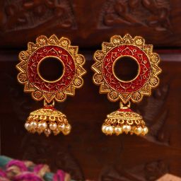 Anouk White Gold-Plated Artificial Beads Beaded Dome Shaped Jhumkas-26