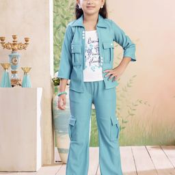 Aarika Girls Printed Shirt With Attachable T-Shirt & Trouser-picture-17