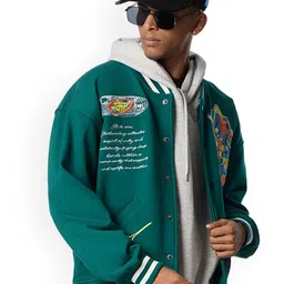 Urban Monkey Unisex Geometric Varsity Jacket with Patchwork-picture-53
